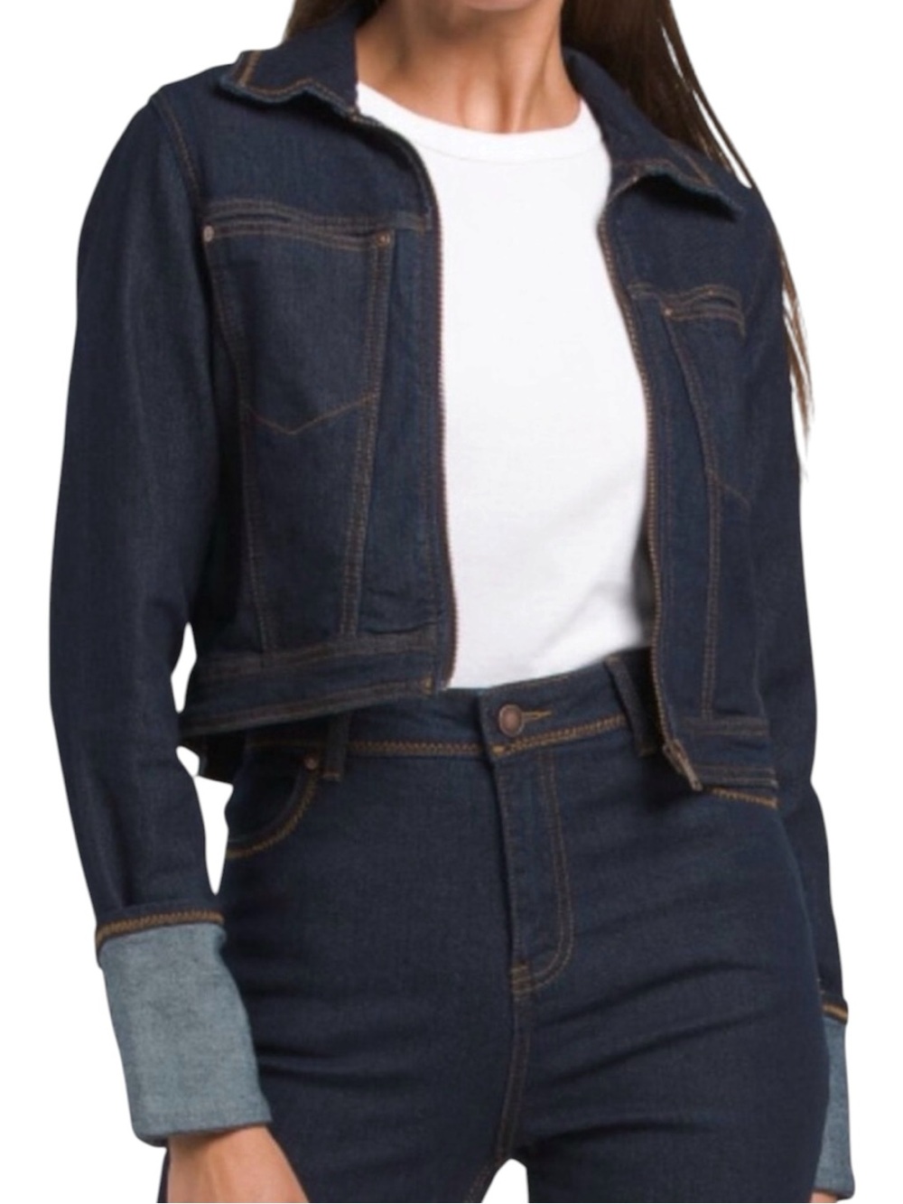 House of Harlow Dark Wash Cropped Denim Jean Jacket Size Small